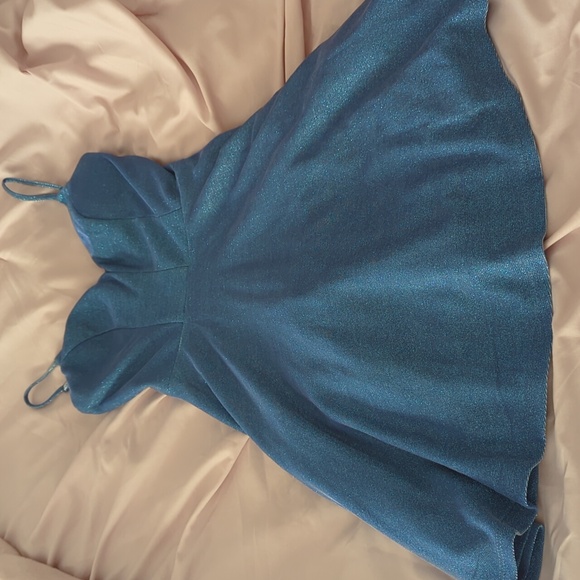 Blue Sparkly Short Dress - Picture 2 of 4